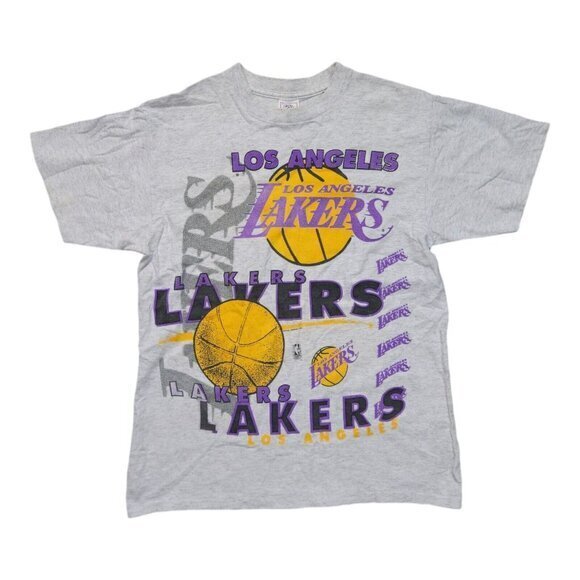 Vintage Los Angeles Lakers T Shirt AOP Mens‎ Large 90s NBA Magic Johnson - Picture 1 of 10